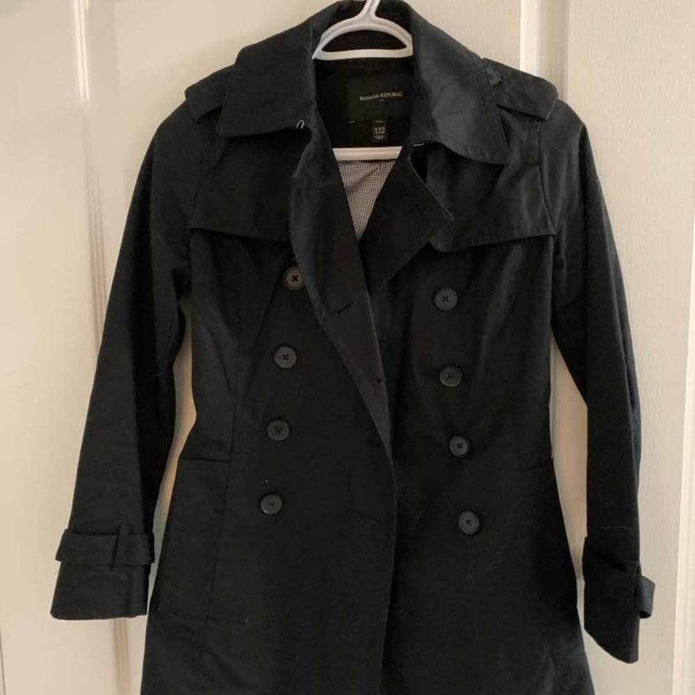 Banana Republic black petite XXS trench-coat